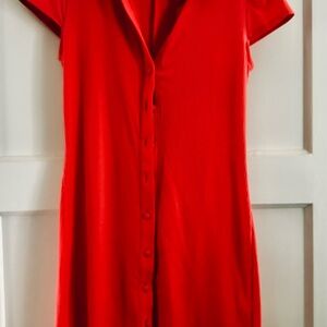 AFRM coral Button-Front Mini Dress